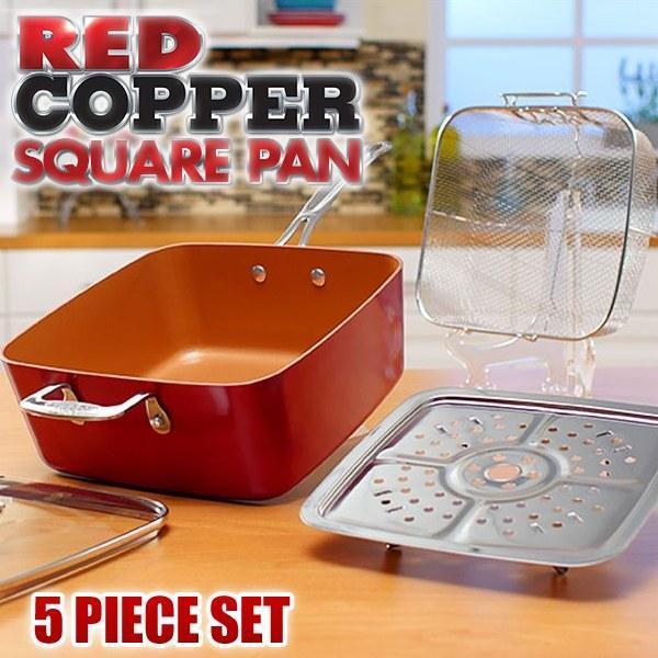 Copper Pan™ Deep Dish Pro Square Pan (5pcs/set) w/ FREEBIES ~ Free Shipping